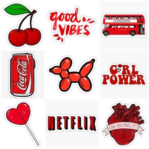 Red Printable Stickers